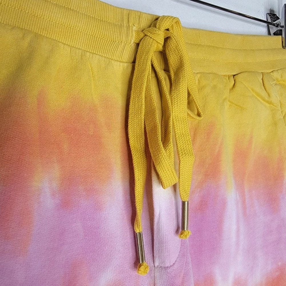 YOUNG FABULOUS BROKE Shorts Parker Tie Dye Cotton High Rise Yellow Women Medium - Picture 4 of 12